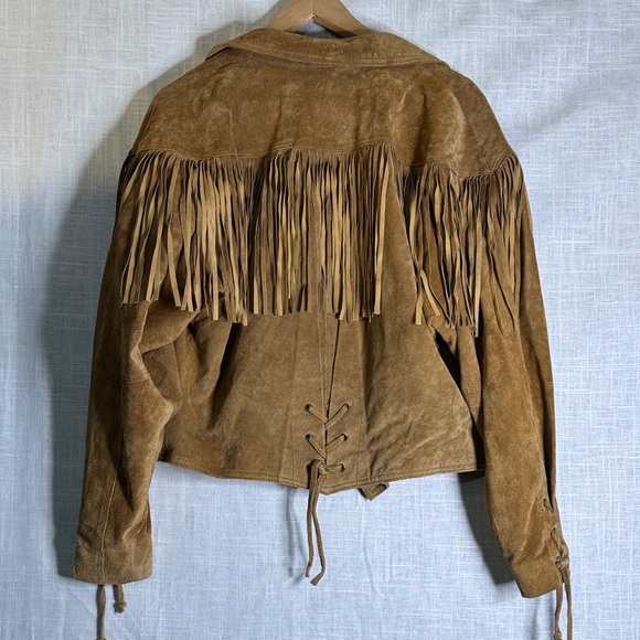 Winlet Tan Suede Fringe Leather Jacket - Picture 8 of 8